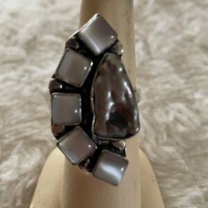 BIWA Pearl Cat Eye Ethnic Handmade Stunner of a Ring